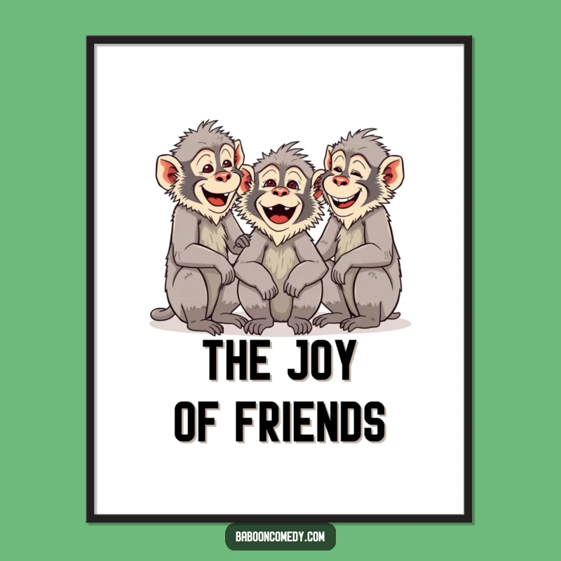 Funny Baboon Gathering Digital Print - Group Chattering & Laughing - Instant Primate Art