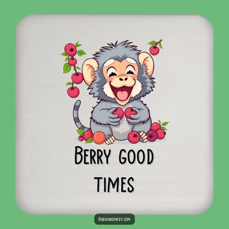 Funny Baboon Berry Sharing Coaster: A Small Yet Humorous Gift for Any Table
