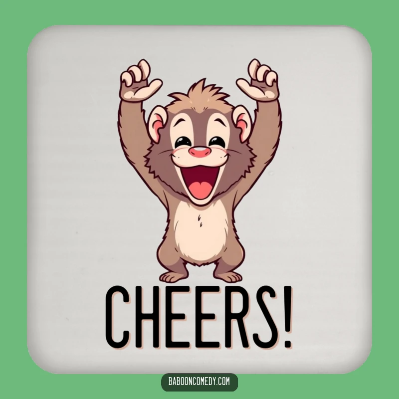 Funny Cheering Baboon Coasters - Celebrate with Protected Surfaces