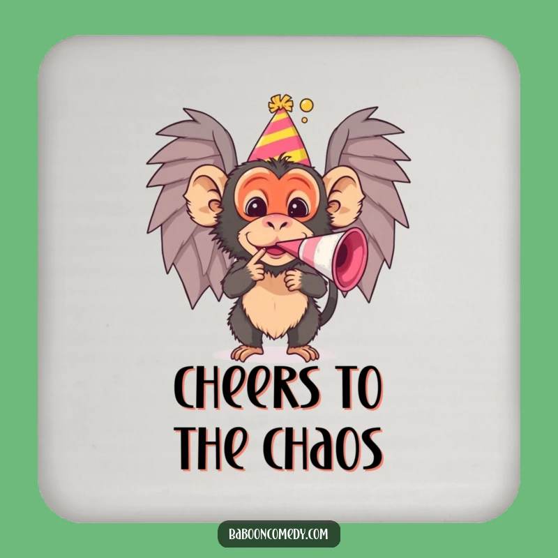 Funny Baboon Coaster Set: Protect Surfaces with Humor, Perfect Party Funny Gift!