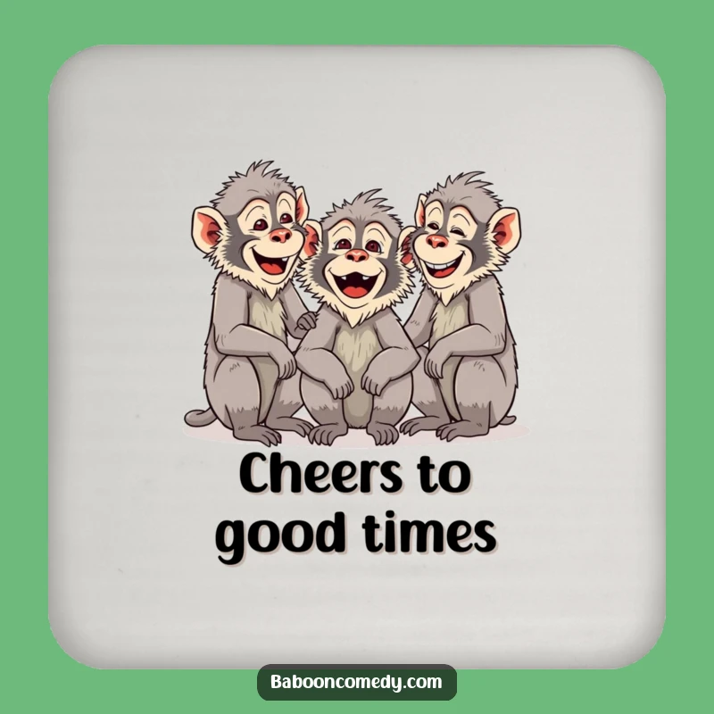 Funny Baboon Social Coaster - Group Chattering & Laughing - Hilarious Drink Protector