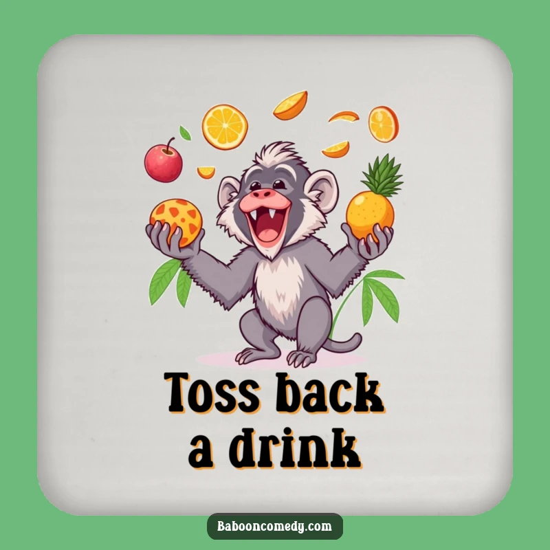 Funny Kawaii Baboon Fruit Coaster: Protect Surfaces with Tropical Smiles