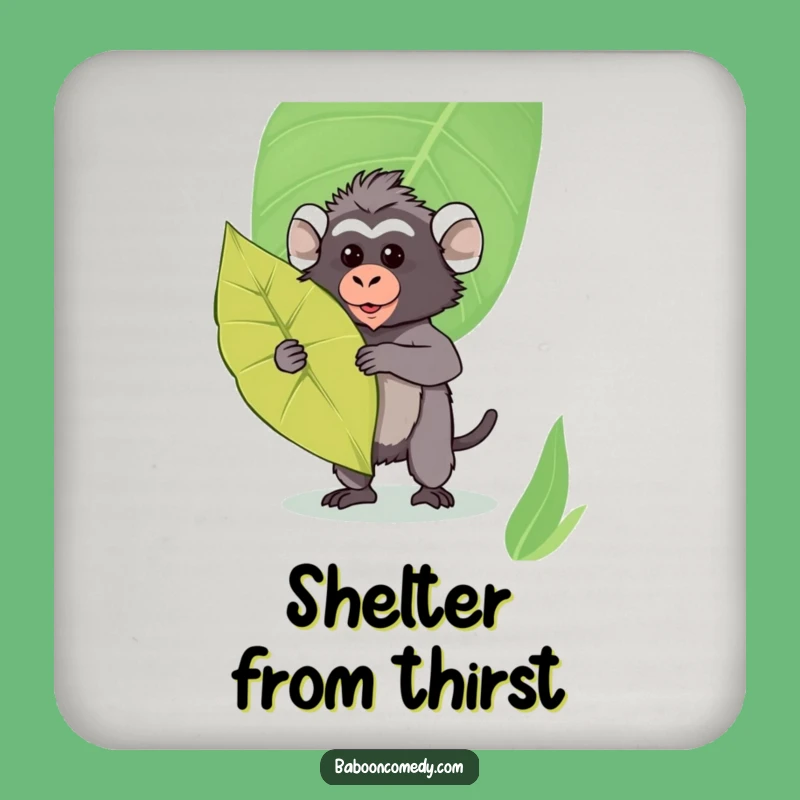 Funny Kawaii Baboon Leaf Shield Coaster - Protect Surfaces with Cute Fun, Gift