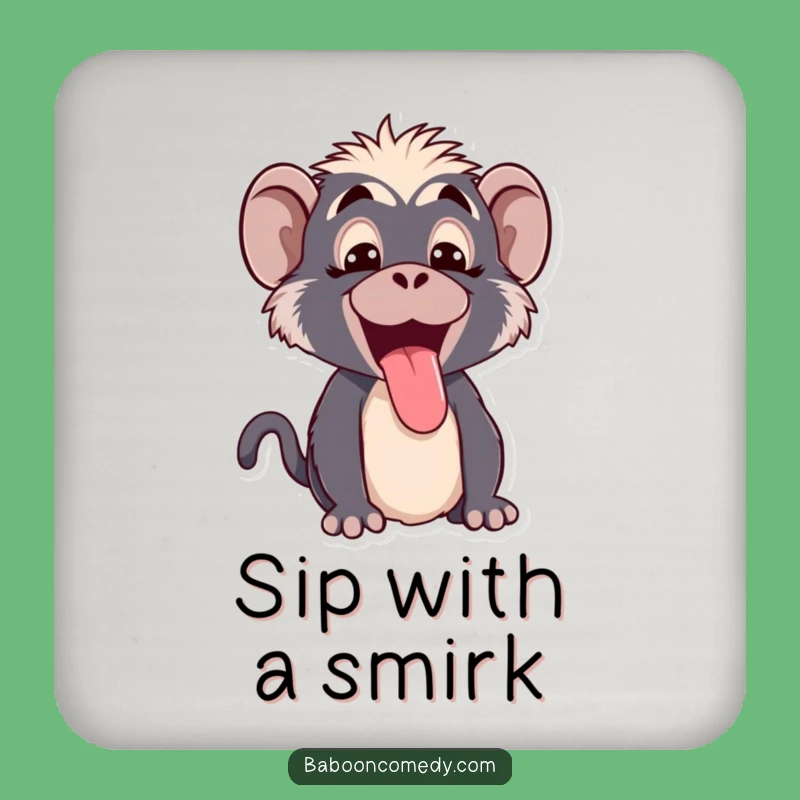 Funny Kawaii Baboon Tongue Drink Coaster: Protect Surfaces with Sass