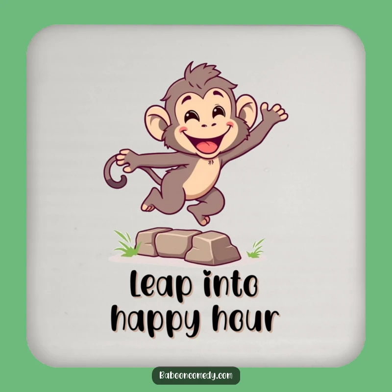 Funny Leaping Baboon Coaster: Protect Surfaces with Energetic Primate Flair