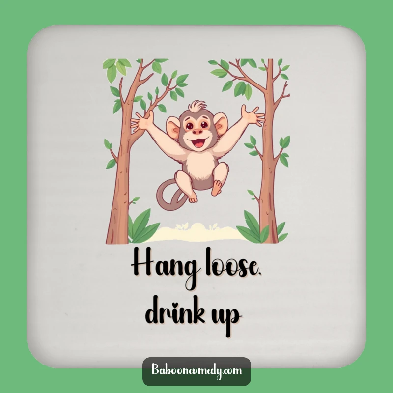 Funny Kawaii Baboon Coaster - Long Arms Swinging - Playful Primate Drink Protection