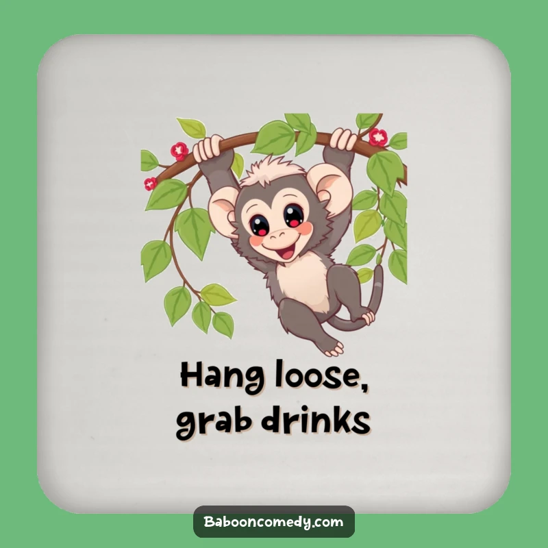 Funny Kawaii Baboon Vine Swing Coaster Set: Protect with Playfulness!