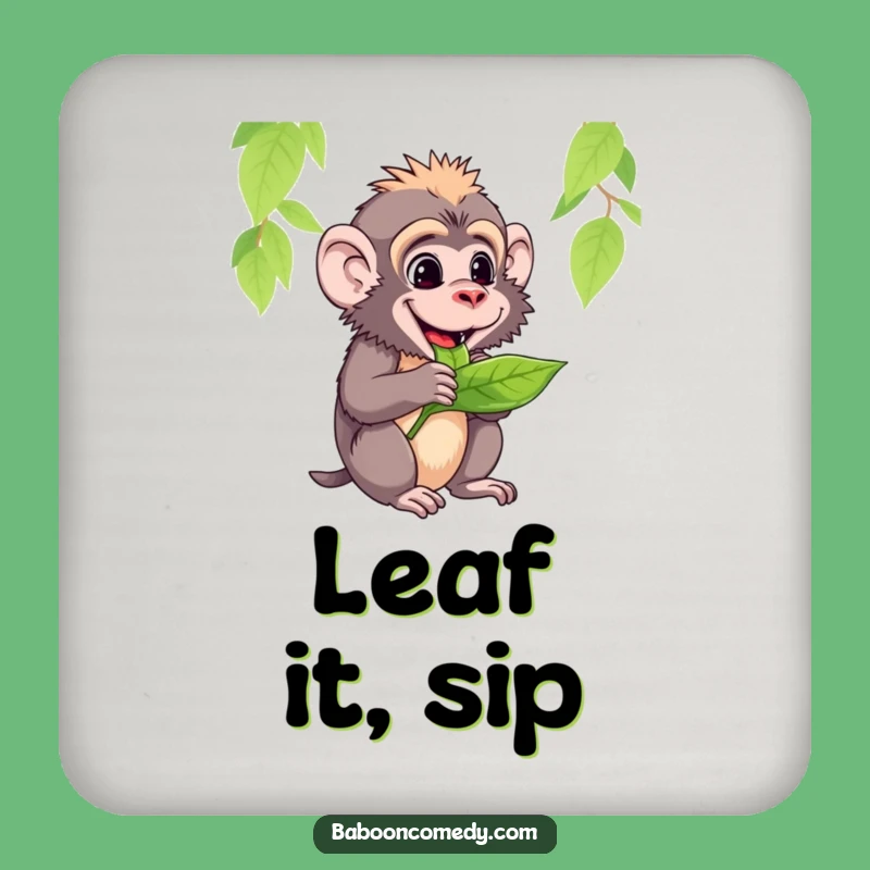 Funny Baboon Leaf Coaster: A Small Humorous Gift for Peaceful Moments