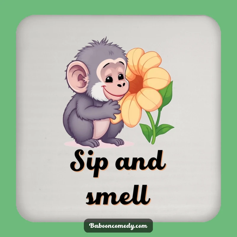 Funny Kawaii Baboon Flower Coaster: Gentle Decor with Primate Charm