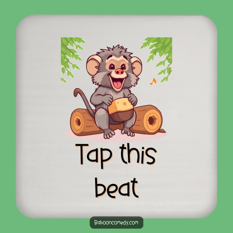 Funny Kawaii Baboon Drummer Coaster: Protects Surfaces, Hilarious Decor