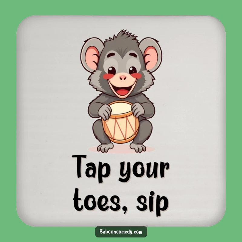 Funny Kawaii Baboon Drum Coasters: Protect Surfaces with Happy Style