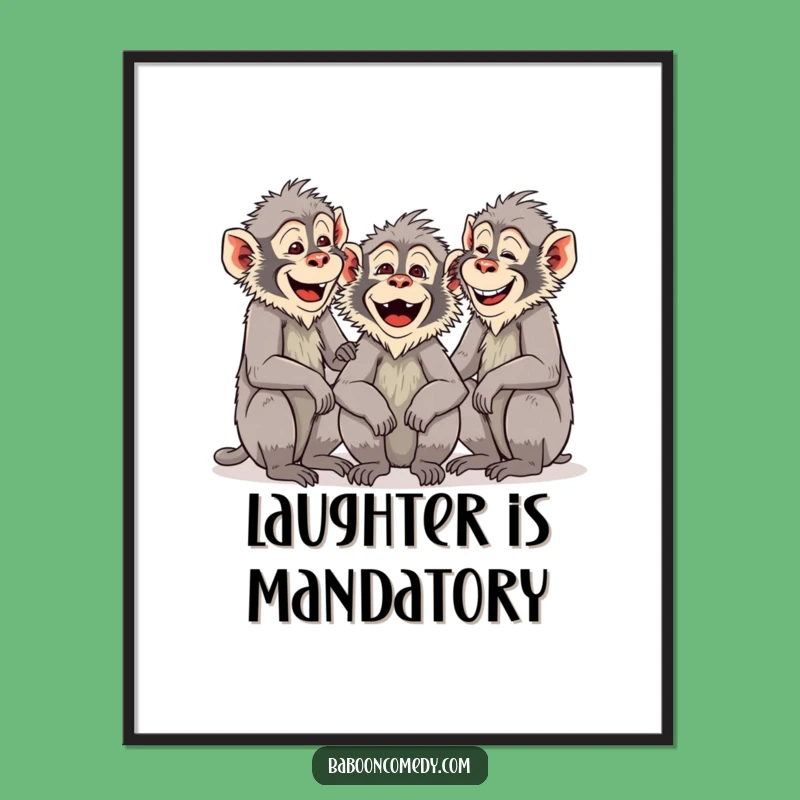 Funny Baboon Banter Poster - Group Chattering & Laughing - Hilarious Primate Wall Art