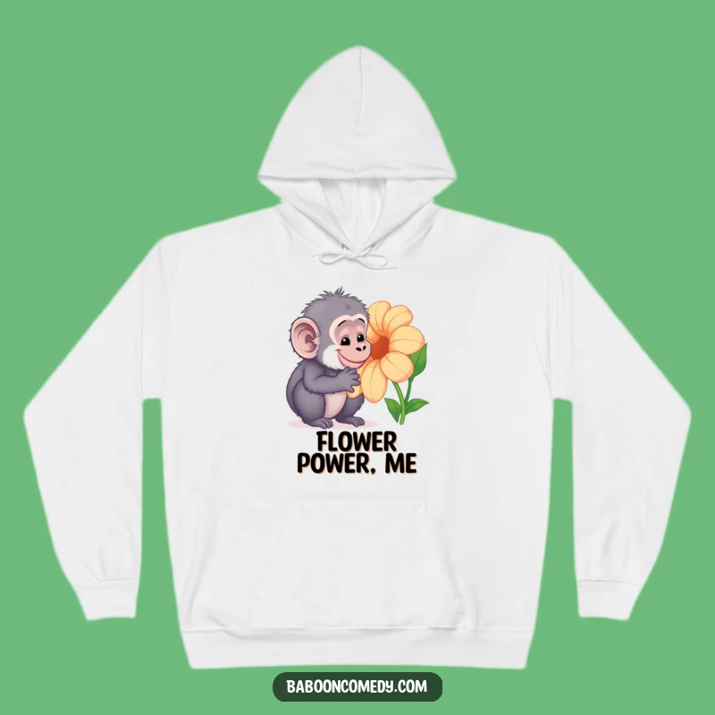 Cozy Funny Kawaii Baboon Flower Hoodie: Warmth and Gentle Nature