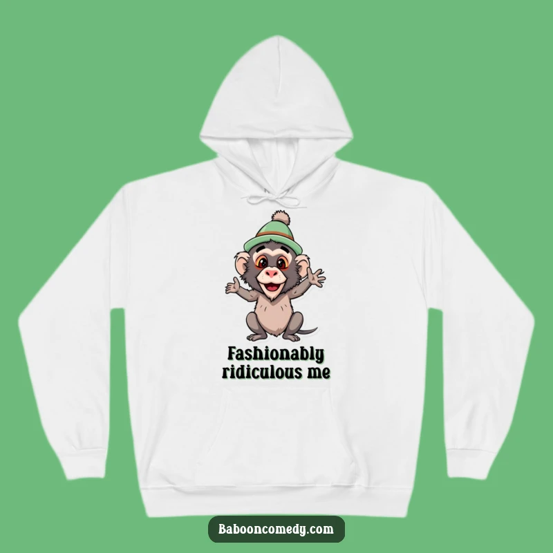 Funny Baboon Silly Hat Hoodie: Cozy Primate Pose Comfort and Humor