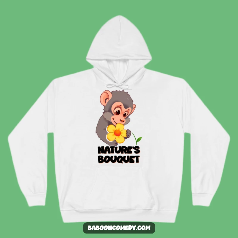 Funny Baboon Flower Inspect Hoodie: Cozy Primate Nature Sweatshirt