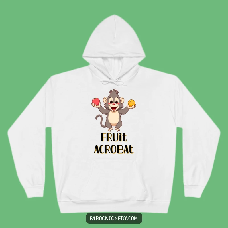 Funny Baboon Juggling Fruits Hoodie - Cozy Apparel and Hilarious Gift for Ape Fans