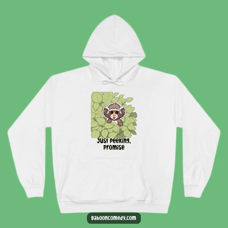 Funny Cheeky Baboon Hoodie: Cozy Up with a Primate Peeking, Playful and Warm