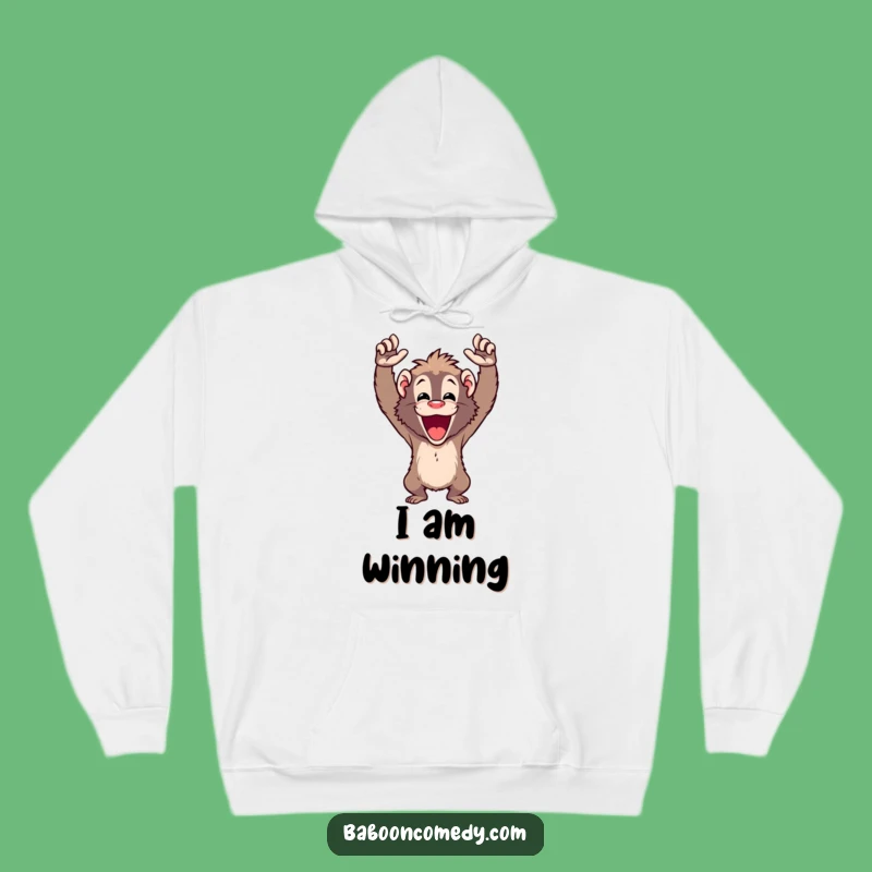 Funny Cheering Baboon Hoodie - Cozy Celebration Gear and Hilarious Gift