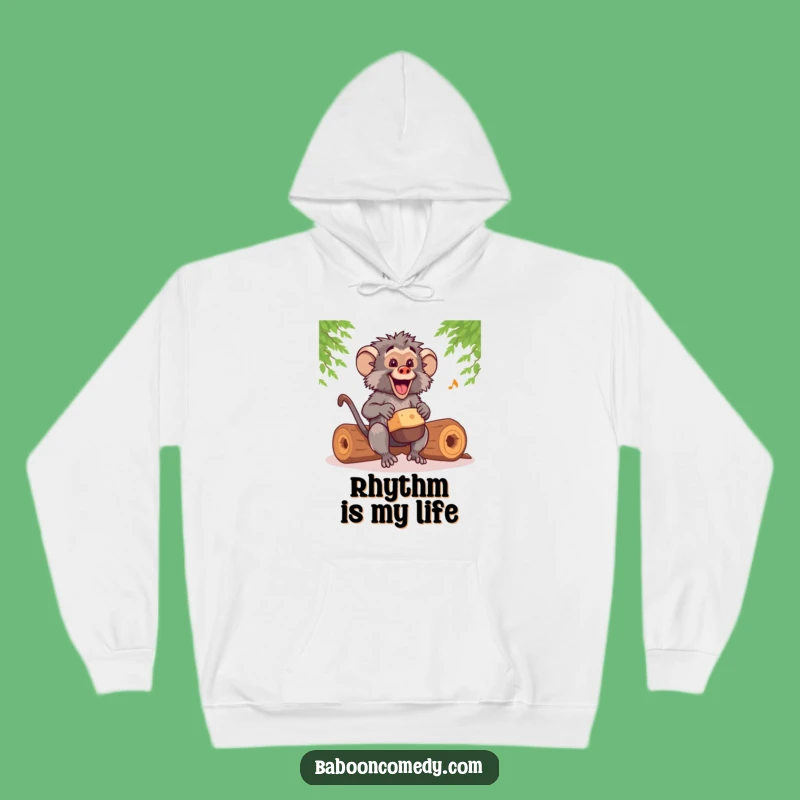Funny Kawaii Baboon Drummer Hoodie: Cozy Rhythm, Hilarious Baboon Gear