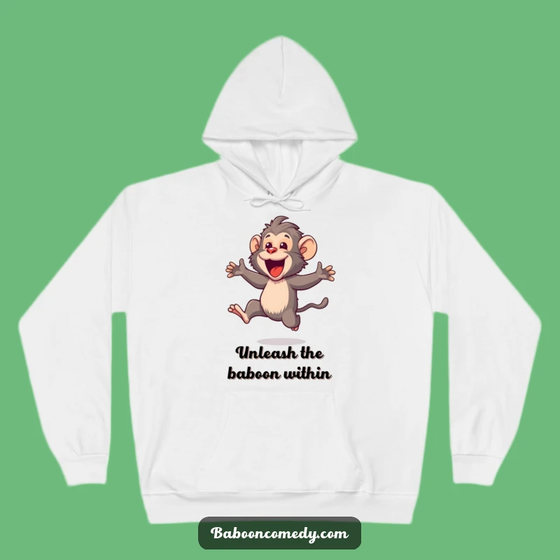 Funny Kawaii Baboon Leaping Hoodie: Cozy Up with Joyful Charm