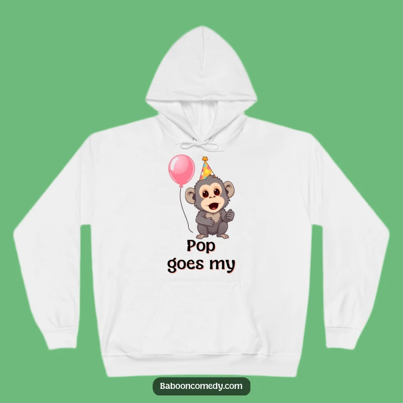 Funny Surprised Baboon Party Hoodie - Cozy Festive Baboon Apparel, Merry Funny Gift