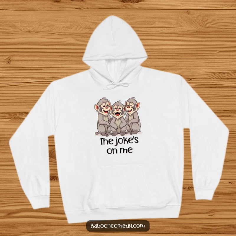 Funny Baboon Buddies Hoodie: A group of baboons are chattering and laughing heartily. Comfortable and humorous apparel for shared good times.