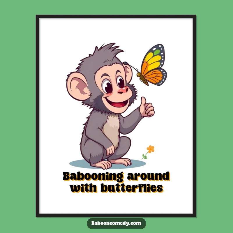 Free Printable Wall Art: Curious Baboon Pointing, Vibrant Butterfly Downloadable Decor!