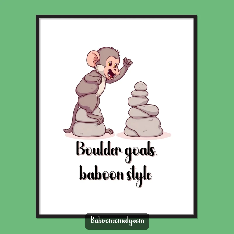 Free Printable Wall Art: Playful Baboon Stone Tower Funny Downloadable Decor