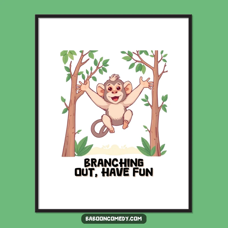 Free Printable Swinging Baboon Wall Art - Playful Downloadable Decor