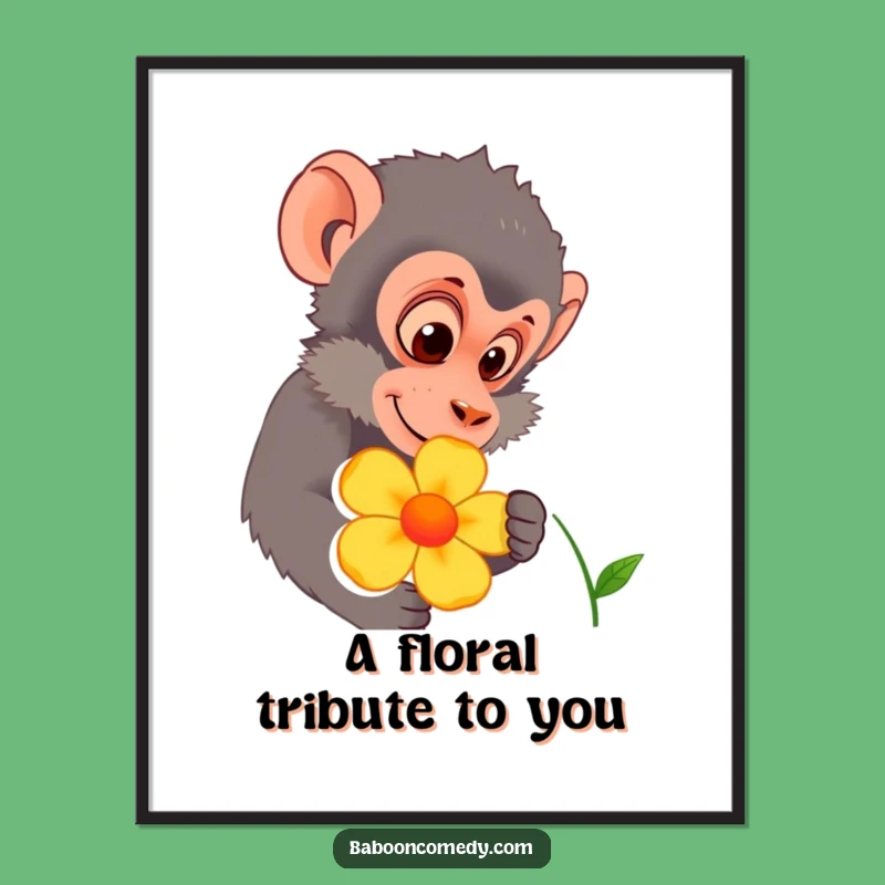 Free Printable Baboon Wall Art: Curious Flower Inspection Downloadable Art for Decor