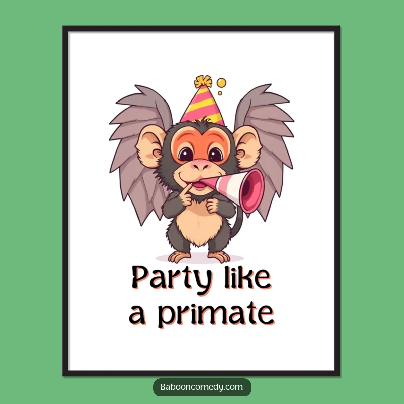 Free Printable Baboon Wall Art: Funny Noisemaker Party, Downloadable Decor