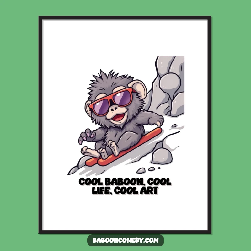 Free Printable Kawaii Baboon Cool Slope Wall Art - Funny Downloadable Decor