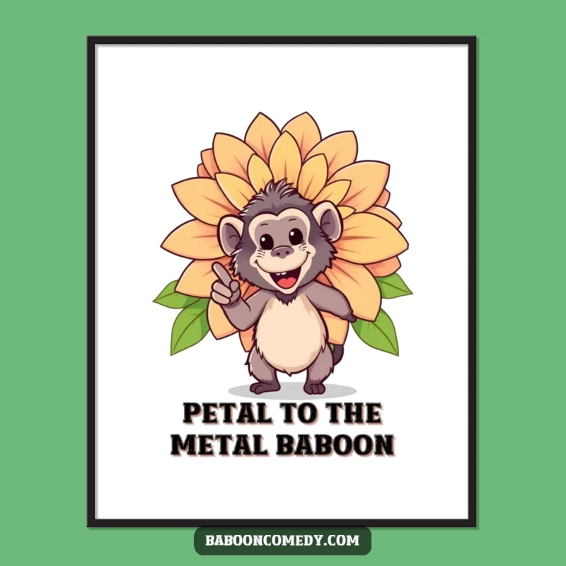 Free Printable Wall Art: Happy Baboon Flower Admirer Funny Downloadable Decor