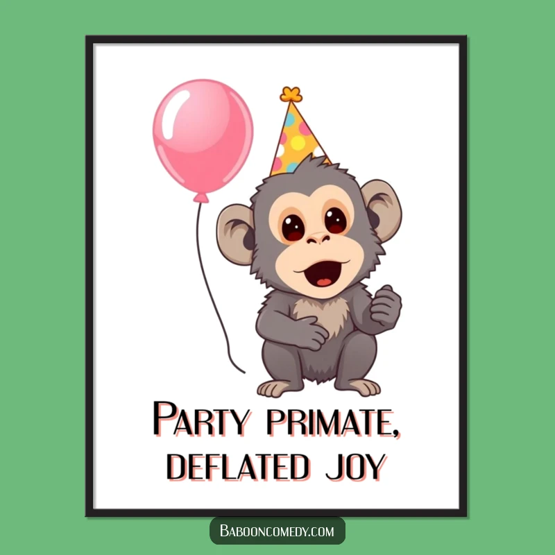 Free Printable Wall Art: Surprised Baboon Party Time Funny Downloadable Decor