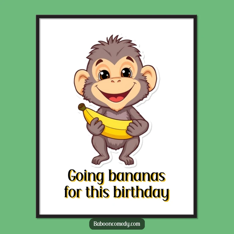 Free Printable Baboon Wall Art: Mischievous Banana Grin Downloadable Art for Decor