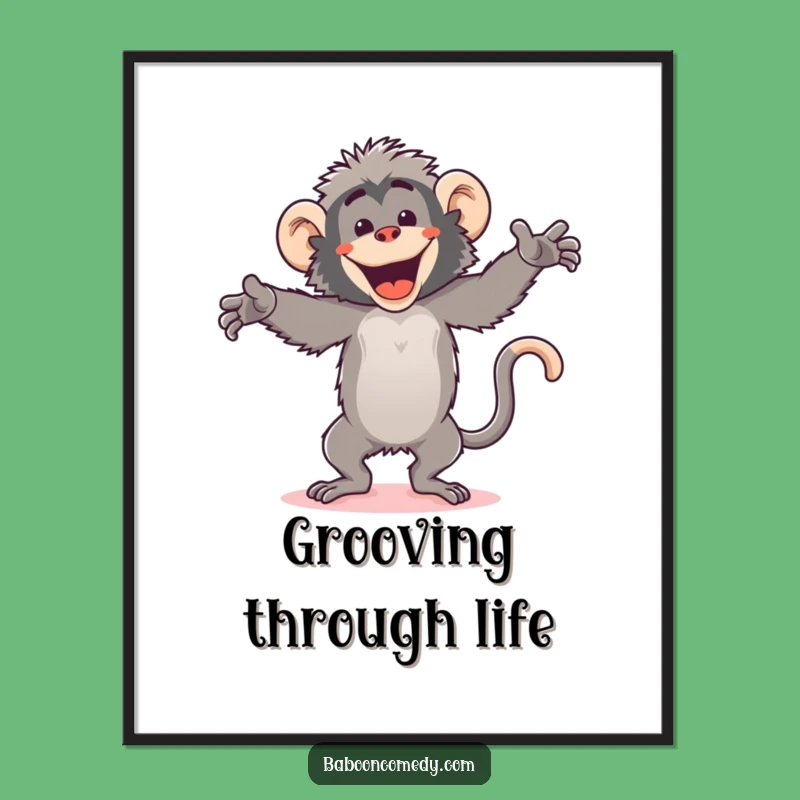 Funny Free Printable Wall Art: Kawaii Baboon's Wild and Silly Dance!