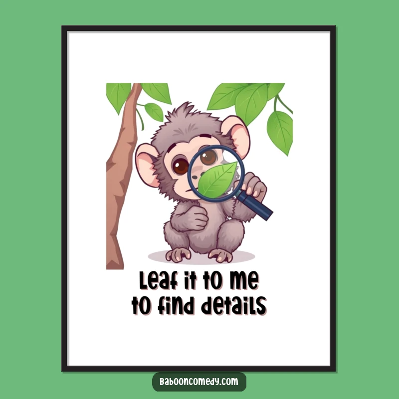 Free Printable Baboon Wall Art: Curious Explorer Magnifying Glass Downloadable Decor