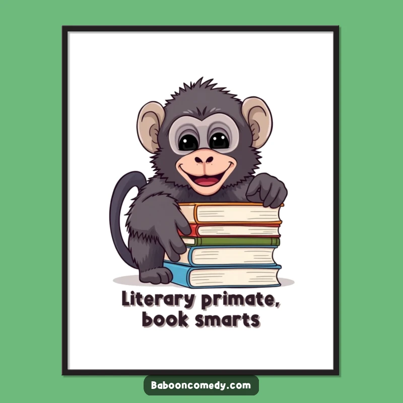 Free Printable Wall Art: Mischievous Baboon Reader Funny Downloadable Decor