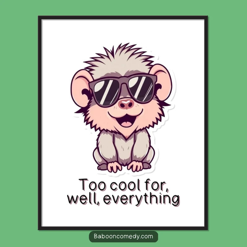 Free Printable Cool Baboon Wall Art: Sunglasses Baboon Decor Downloadable Gift