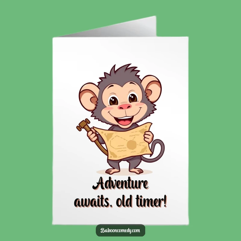Free Printable Baboon Birthday Card: Funny Treasure Map, Downloadable Gift
