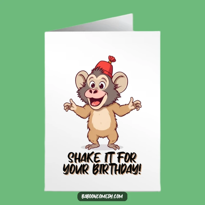Free Printable Funny Baboon Fez Dance Birthday Card - Silly Downloadable Gift