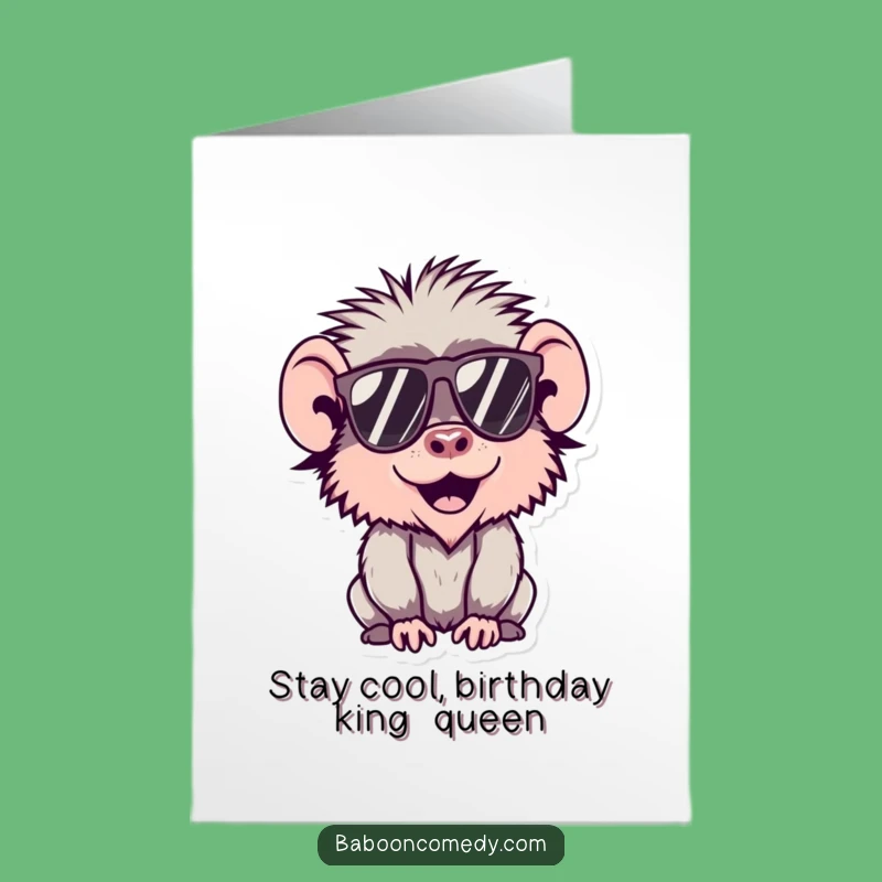 Free Printable Cool Baboon Birthday Card: Sunglasses Baboon Downloadable Gift