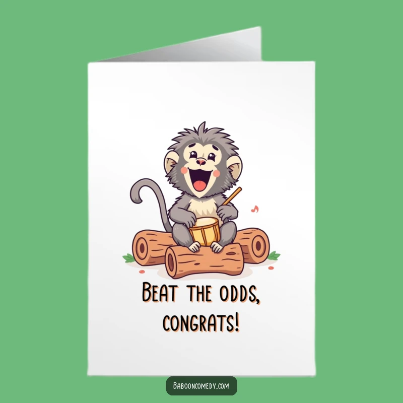 Free Printable Congrats Card: Kawaii Baboon Rhythmic Celebration - Downloadable & Fun!
