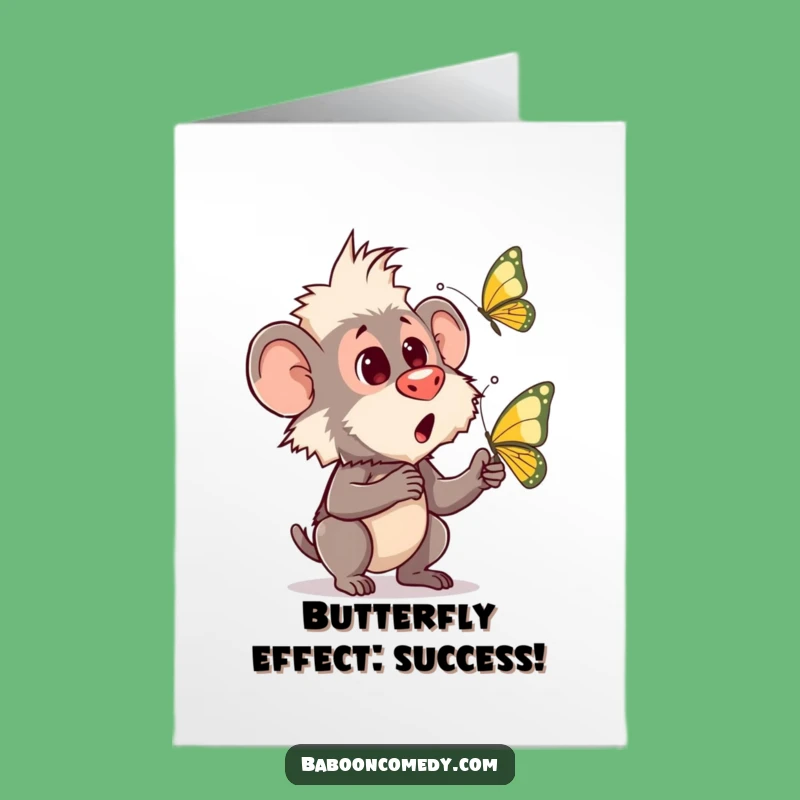 Free Printable Funny Baboon Congrats Card: Butterfly of Joy, Perfect Downloadable Gift