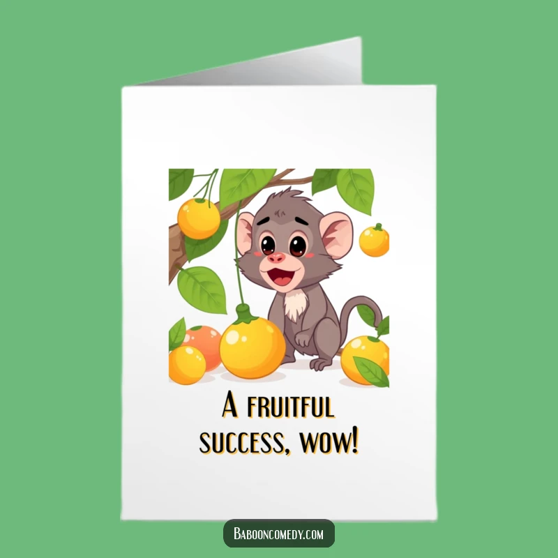 Free Printable Baboon Congrats Card: Funny Surprise Fruit, Downloadable Gift