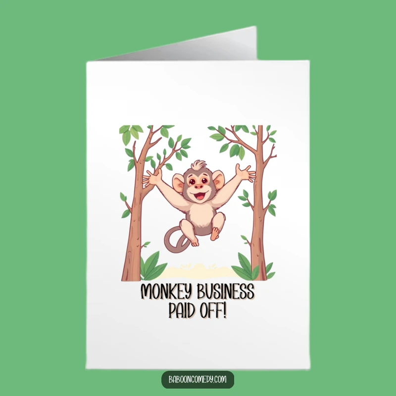 Free Printable Swinging Baboon Congrats Card - Fun Downloadable Gift