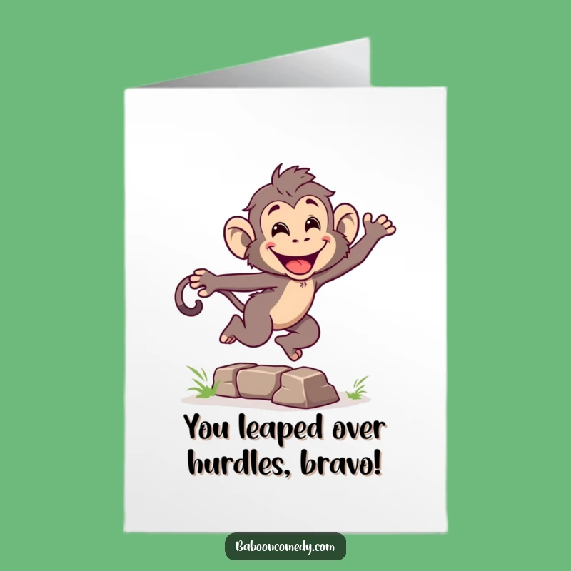 Free Printable Congrats Card: Leaping Baboon, Celebrate Wins with Fun!