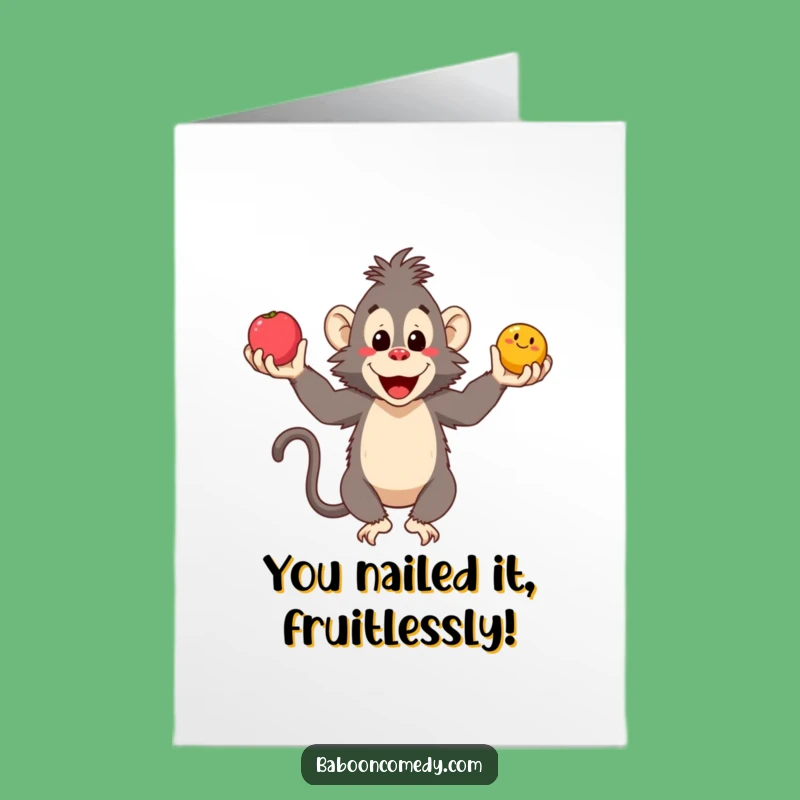 Free Printable Congrats Card: Juggling Baboon, Celebrate Success, Downloadable Gift