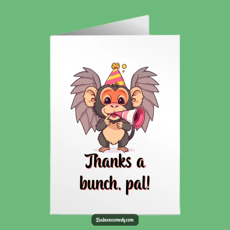 Free Printable Baboon Thank You Card: Funny Noisemaker Gratitude, Downloadable Gift