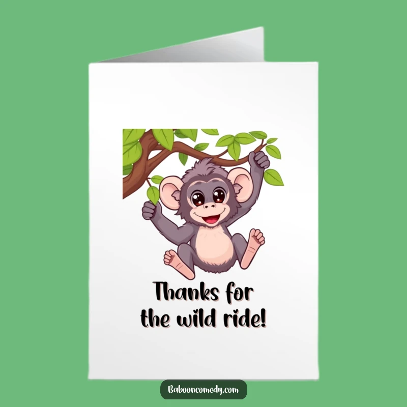 Free Printable Joyful Baboon Vine Thank You Card - Downloadable DIY Gratitude